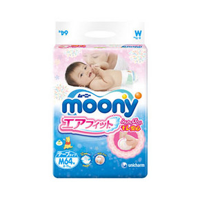 日本 MOONY 尤妮佳 婴儿纸尿裤 M64片 77.9元(69+8.9)