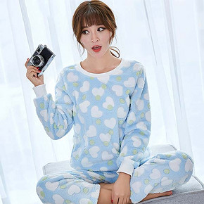 反季好价# 芬泊蕾蒂 冬季女生长袖法兰绒家居服套装 22.9元包邮(37.9-15券)
