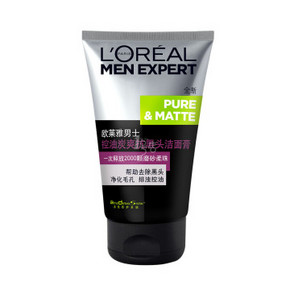 巴黎欧莱雅 男士控油炭爽抗黑头洁面膏100ml 19.9元