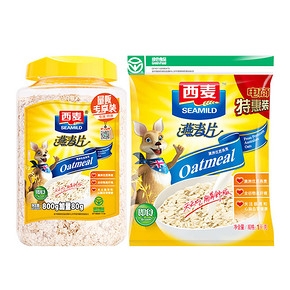 前1分钟半价# 西麦 纯燕麦片组合 1000g+880g 16.9元包邮(33.9-17)