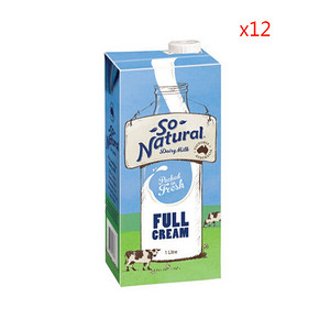 澳洲进口 So Natural 全脂UHT牛奶 1L*12盒 45.3元(39.9+5.4)