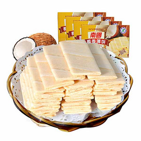 前60秒半价# 南国 椰香薄饼 160gX4盒 18.7元包邮(37.3-18.6)