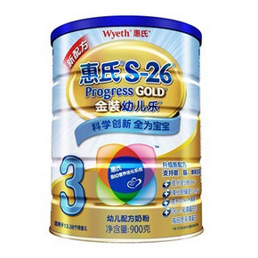 惠氏 S-26 金装幼儿乐奶粉 3段 900g*3件 400.6元包邮(537-179+42.6)