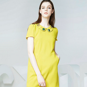 CCDD20 钉珠装饰直筒复古连衣裙  55元包邮