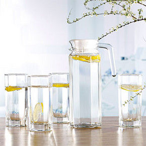 前5分钟# 青苹果 玻璃凉水壶一壶四杯套装 20.9元包邮(25.9-5)