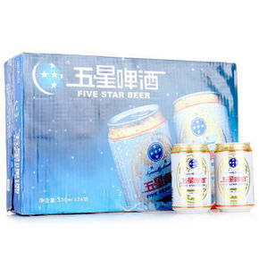青岛 五星清爽啤酒 11度 330ml*24听 折51.5元(103，买2免1)