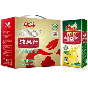 金冠 黄元帅苹果汁 礼品装 1L×4盒 19.9元