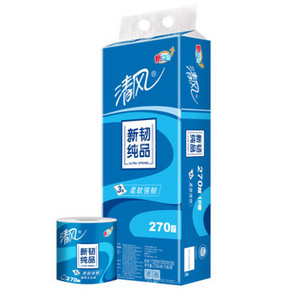 清风 新韧纯品3层270段卷筒卫生纸*10卷x12件+凑单 109.8元(209.9-100)