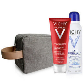 VICHY 薇姿  男士净颜控洁面啫喱100ml+喷雾150ml+洗漱包 68元