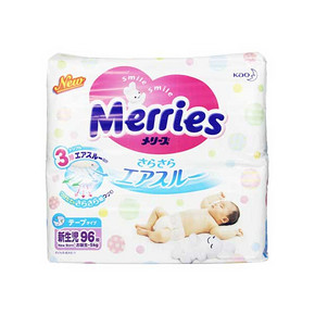 花王 Merries 新生儿纸尿裤 增量装 NB96片 159.1元包邮(158-15.8+16.9)