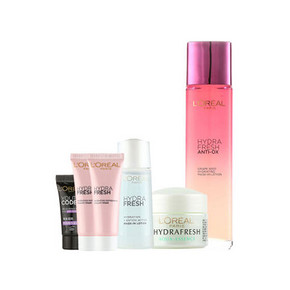 欧莱雅 水嫩美肌膜力水130ml+旅行5件套+面膜5片 折50元(99，199-100券)