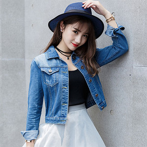 秋日百搭# 倩衣纯 韩版百搭牛仔外套 39元包邮(69-30券)