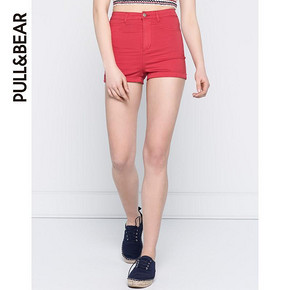 pullandbear 女士夏季高腰短裤 红色 49元包邮