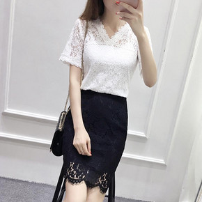 Lu.M.N 女士水溶花镂空蕾丝短袖上衣 69元包邮