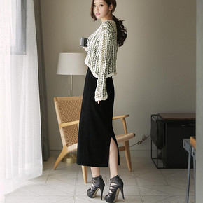 范茜玟 棉质修身长款包臀裙 多色可选 38元包邮(48-10)