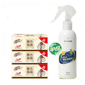 白菜价# 方程式 去甲醛喷雾剂200ml+送清风抽纸3包 5.2元包邮(138-102.8-30券)