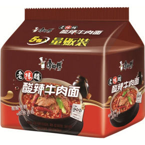 康师傅 经典系列方便面 酸辣牛肉味 五连包 9.9元