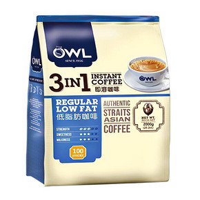 越南进口 OWL 猫头鹰 三合一速溶咖啡量贩装 2000g 折52.4元(2件75折)