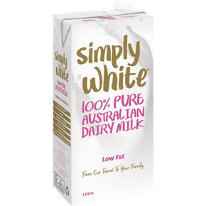 Simply white 低脂UHT牛奶 1L*12盒 56.5元(49.9+6.6)