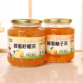 东大韩 金蜂蜜柚子茶500g+柠檬茶500g 19.8元包邮(34.8-15券)
