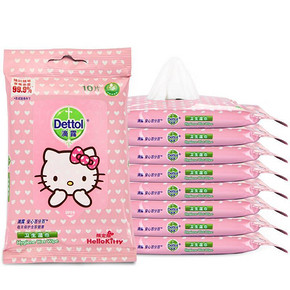 一抹杀菌# 滴露 卫生湿巾 Hello kitty限定版 10片*8包 折18.4元(3件5折)