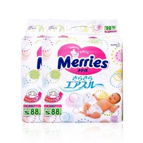 Merries 花王妙而舒 宝宝纸尿裤 S88片*2包 181.4元包邮(180+21.4-20券)
