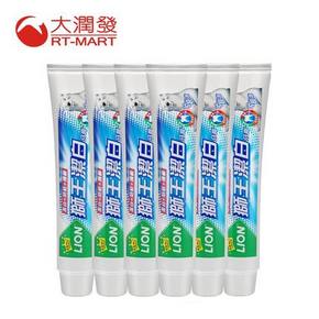 双11预售# 狮王 洁白清新薄荷清洁牙膏200g*6支 78元(定金10+尾款68)