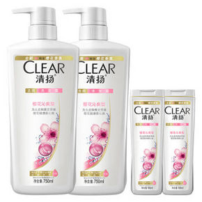 清扬 去屑洗发露优惠套装750ml*2+100ml*2  89.9元