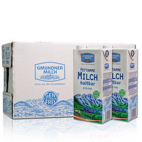 格梦顿 部分脱脂纯牛奶 1L*12盒 59元