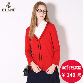 双11提前购物车# ELAND 秋冬女士学院风纯色针织开衫 140元