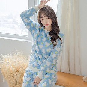 睡衣萌萌哒# 蔓佳莹 加厚珊瑚绒睡衣 39元包邮(59-20券)