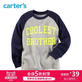双11提前购物车# Carter's 拼色插肩袖T恤 39元包邮