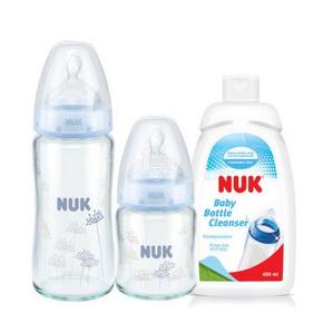 NUK 宽口玻璃奶瓶套装 送清洁液 折64元(满199-100元)