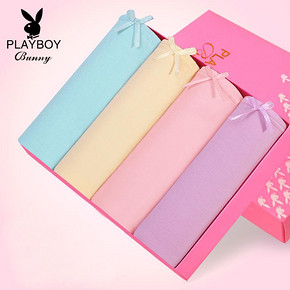 前3000名# playboy 花花公子三角纯棉中腰内裤 4条  29元(39-10券)