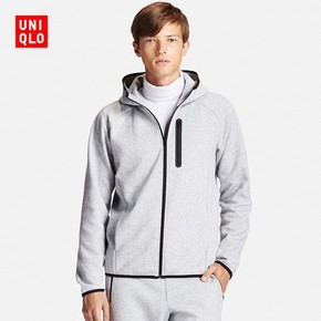双11提前购物车# UNIQLO 优衣库 男士拉链连帽开衫 124.5元