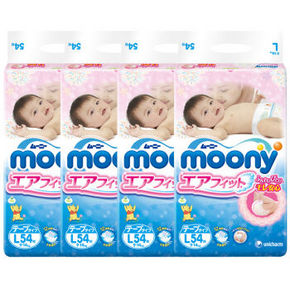Moony 尤妮佳 婴儿纸尿裤 L54片*4包 312.2元(279+33.2)