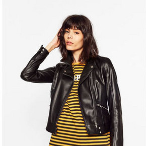 双11提前购物车# ZARA  女士仿皮机车外套  199元包邮