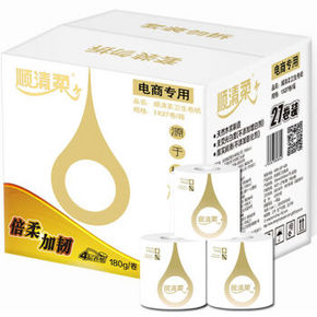 顺清柔 白金版倍柔加韧有芯卷纸 4层180g*27卷 39.9元