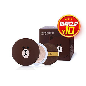 双11提前购物车# MISSHA 谜尚Line布朗熊气垫粉饼+替换装  52元(62-10券)