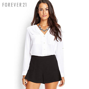 双11提前购物车# FOREVER21 女士宽松开叉雪纺长袖衬衫 13元(18-5券)