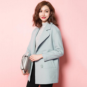 预售倒计时# 拉夏贝尔 女士宽松西装领呢大衣外套 269.5元(定金30+尾款239.5)