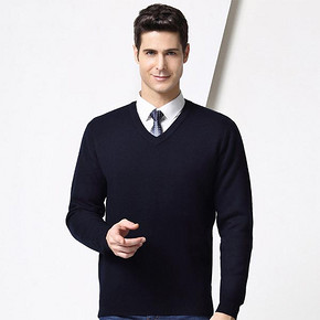 波司登 男士V领100%纯羊毛衫 159元包邮(359-200券)