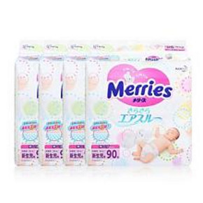 花王 Merries 新生儿纸尿裤 NB90片*4包 308元包邮