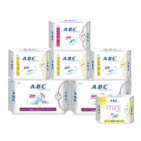 ABC 纤薄棉柔 日夜卫生巾组合装6包+加送8片 39.9元