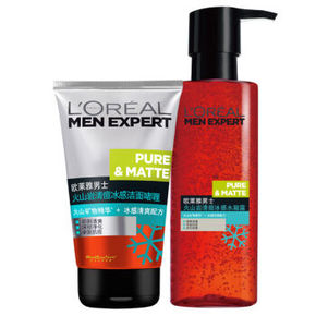 欧莱雅 男士火山岩清痘水凝露120ml+洁面啫喱50ml 折59.5元(3件5折)