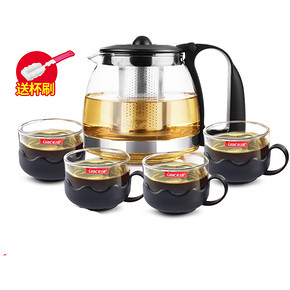 泡个小茶# 紫丁香 不锈钢玻璃茶壶5件套 700ml 送杯刷 19.9元包邮(22.9-3券)