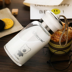 前5分钟# 天喜 呆萌可爱时尚玻璃杯 折19元(29返10元)