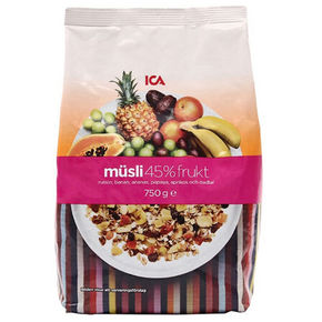 瑞典进口 ICA 45%s水果麦片 750g 40.9元(35.9+5)