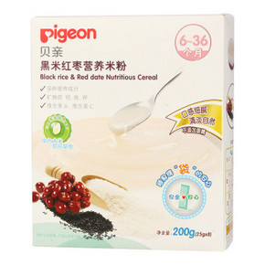 Pigeon 贝亲 黑米红枣营养米粉 6-36个月 200g 12.8元