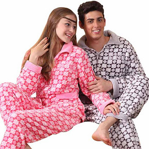 前1分钟半价# 依纷 秋冬加厚珊瑚绒情侣睡衣 19点 79返39.5元